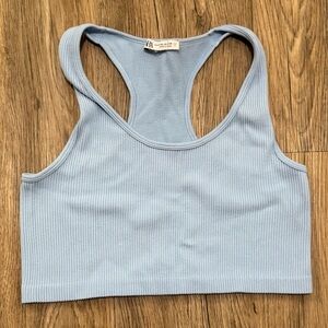 Zara Light Blue Ribbed Tank Top